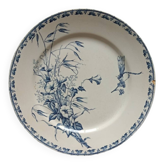 Assiette assiette vintage, terre de fer modèle carmen motif libellule, bon état, faience France, la manufacture de Sarreguemines en Moselle