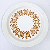 Plat Creux Ancien Art Déco Faïence Sarreguemines Décor Fleurs Orange D 28cm