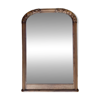 Beveled art deco mirror, carved wood