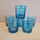 6 glasses of colour-cut blue whisky cups