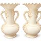 Pair of fine cream earthenware vases from Langeais, decorated with vine.