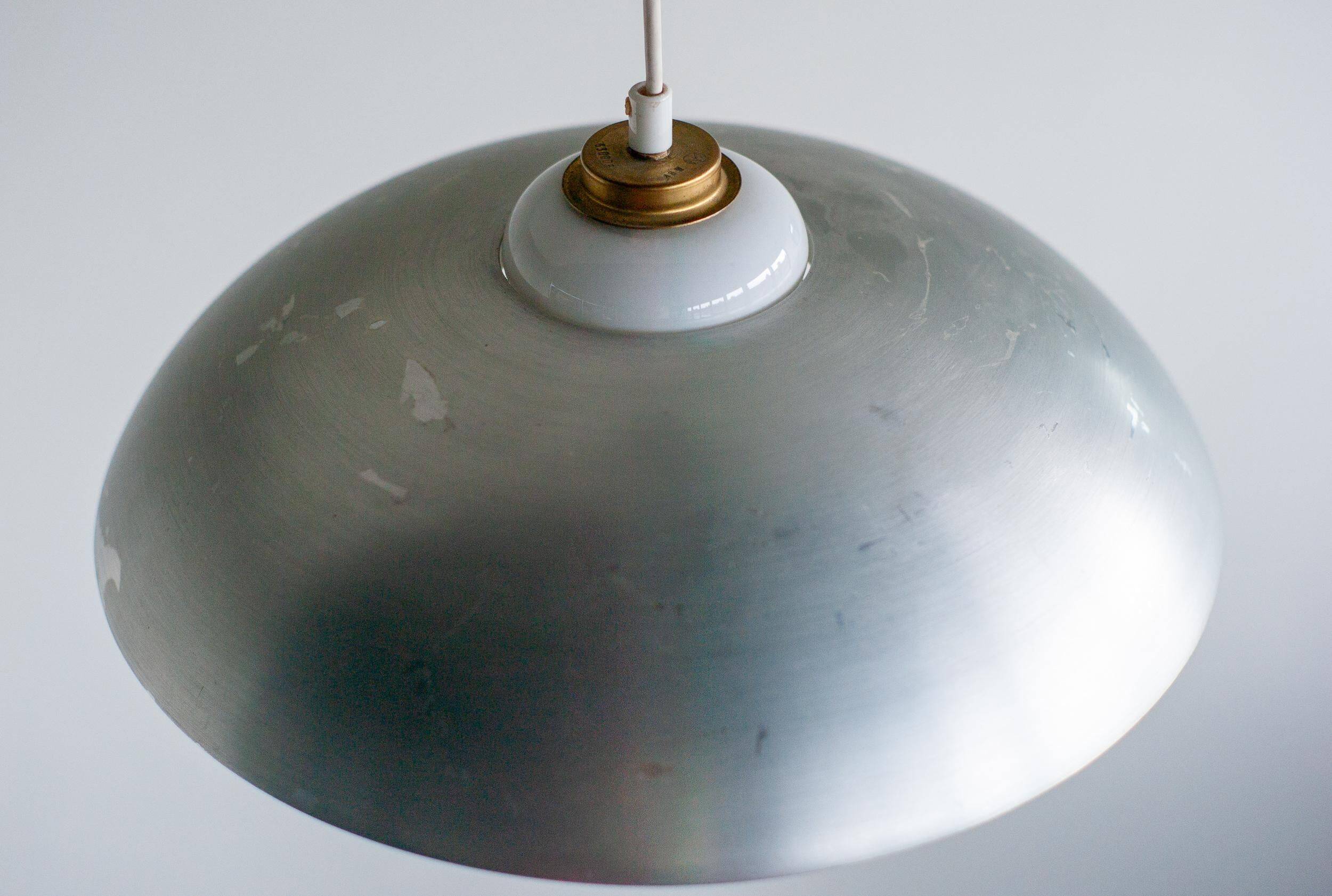 Nordiska Kompaniet adjustable pendant lamp, aluminium and porcelain, 1950