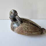 Zoomorphic ceramic sculpture - Duck / Vase of flowers Signed