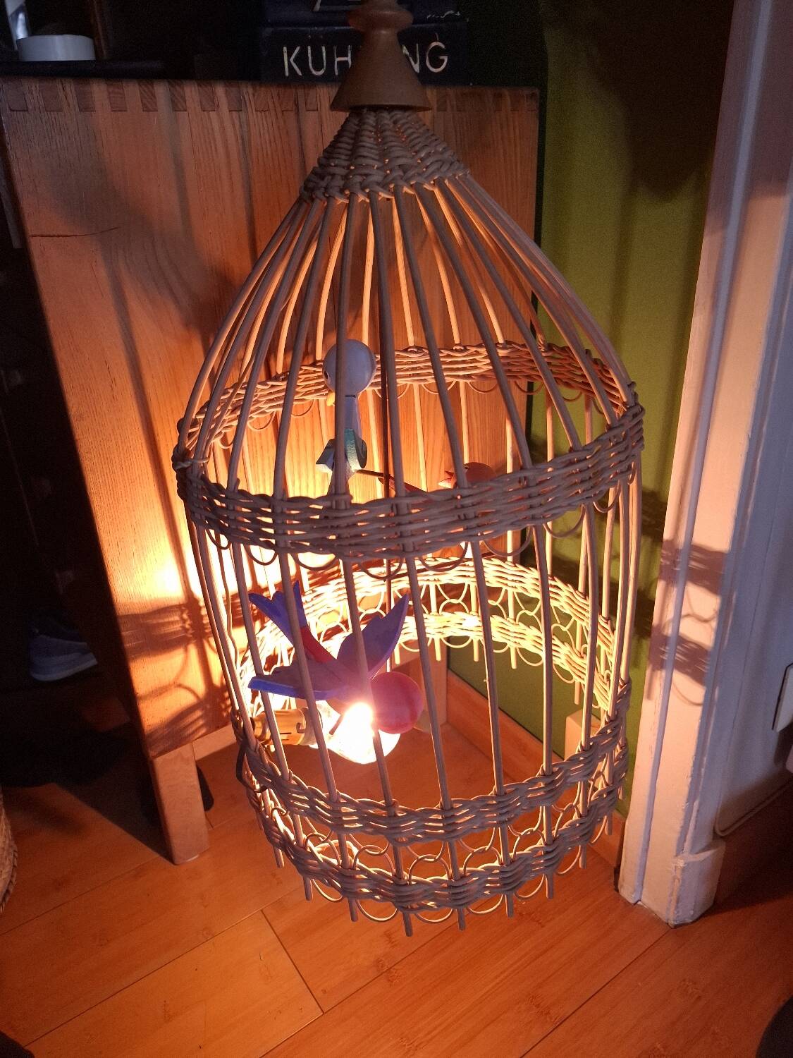 Vintage rattan pendant light from the 1950s and 60s