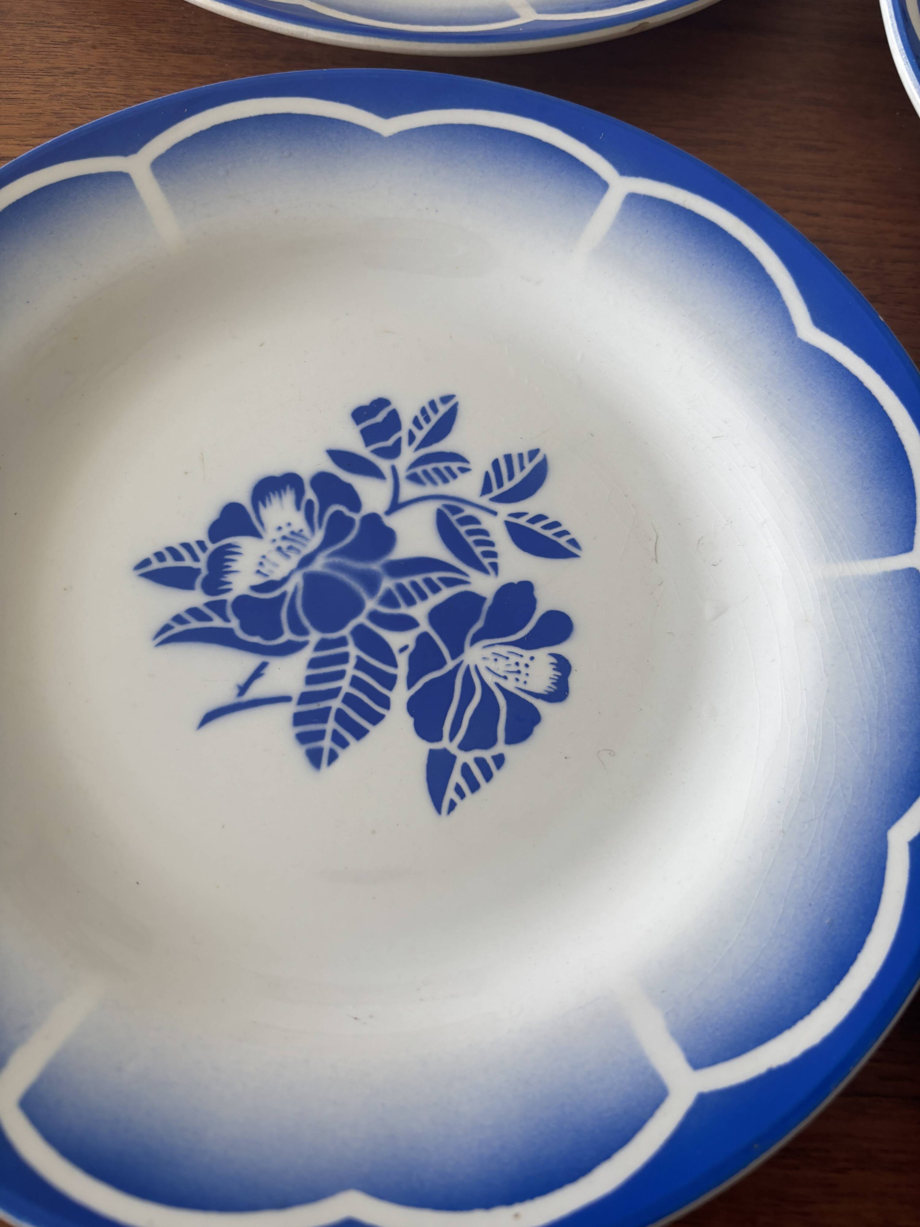 Set of 6 flat plates Digoin Sarreguemines Marsac • Vintage tableware