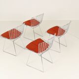 Set of four Model 420C dining chairs designed by Harry Bertoia for Knoll International, USA, 1960s
