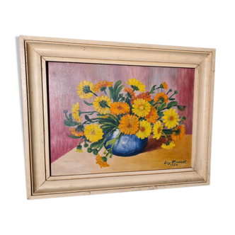 Peinture ancienne représentant un bouquet