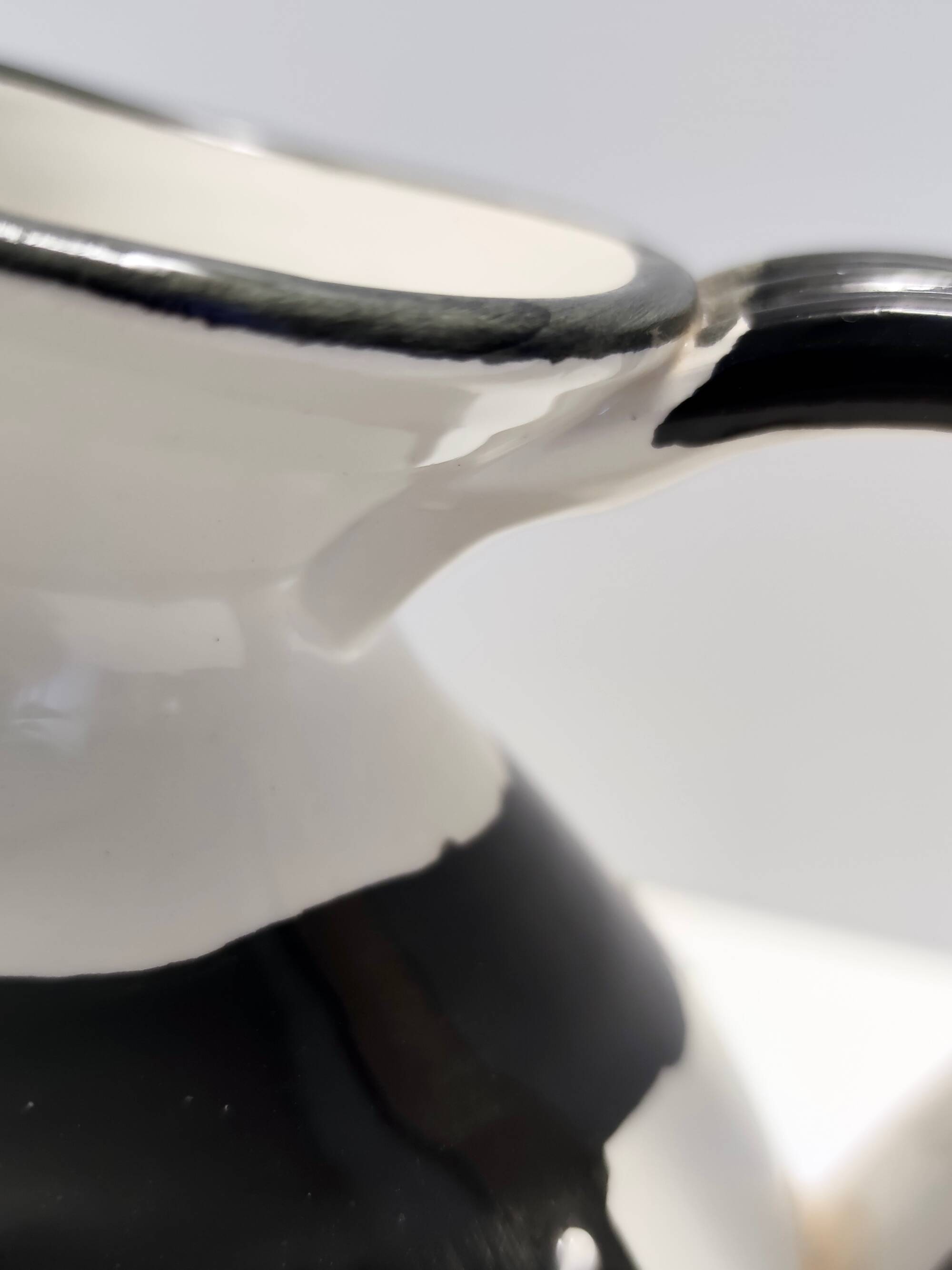 White, Black and Blue Hand-Painted Ceramic Jug / Vase