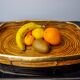Rattan and brass tray, Italy, 1970