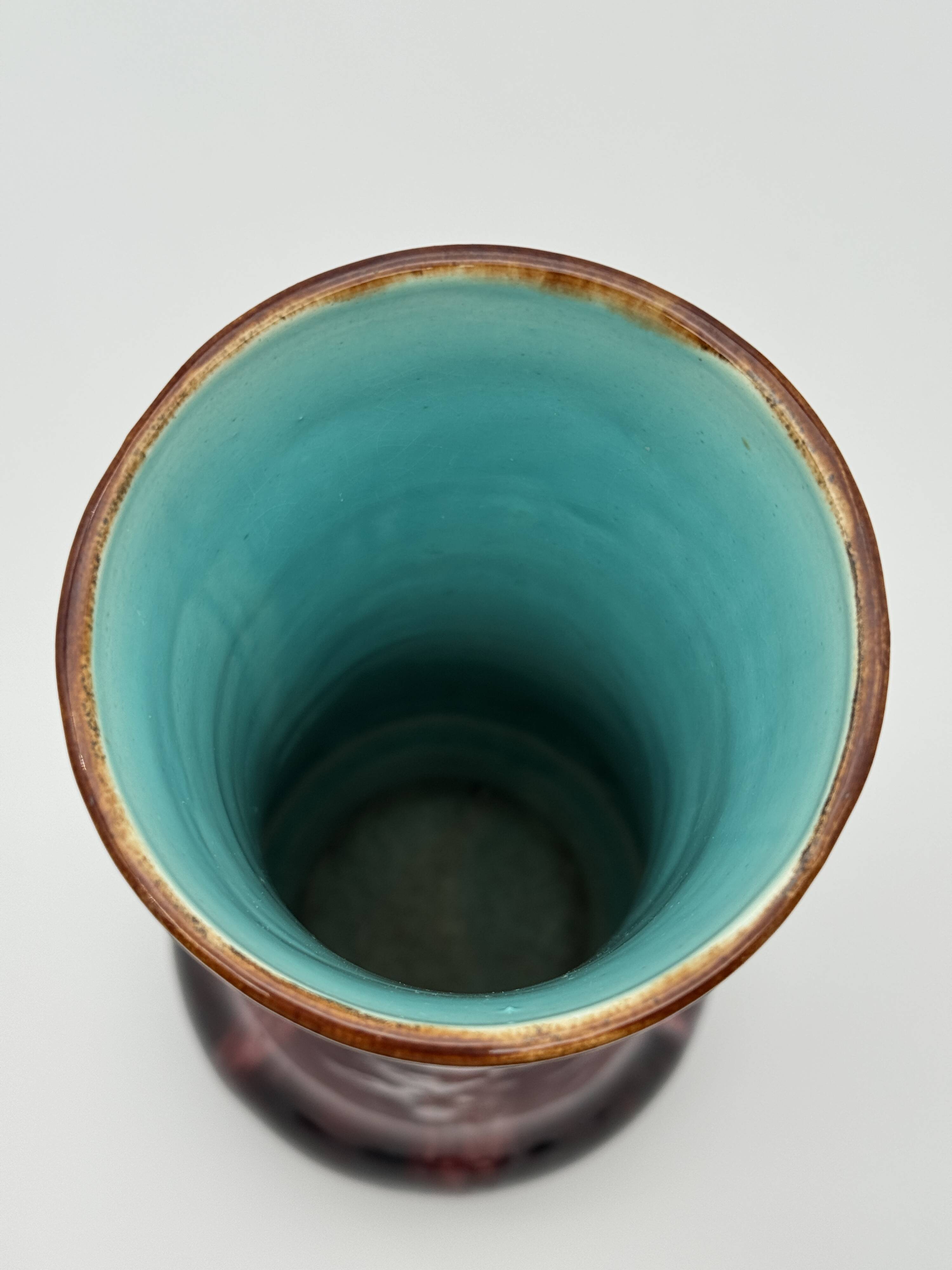 Art Deco Vase Thulin – Turquoise & Amber Ceramic – Relief No. 239/721