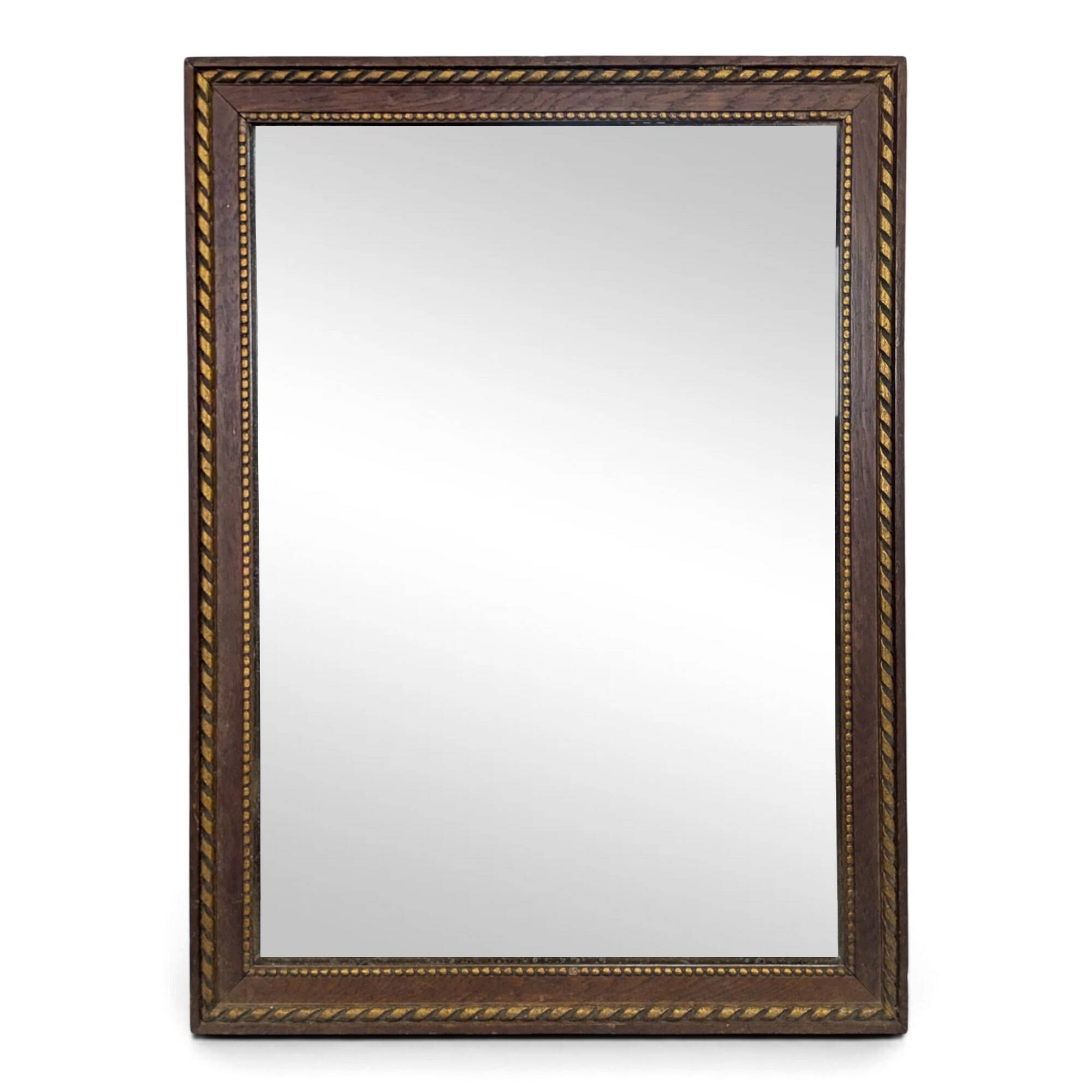 Miroir rectangulaire en bois à filet doré torsadé
