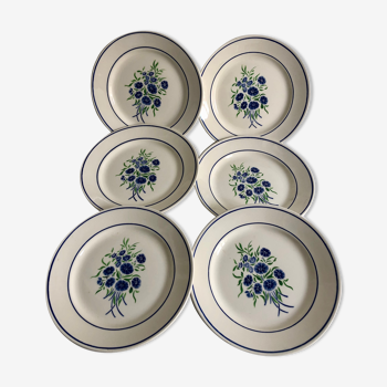 6 flat plates - Faience Badonviller