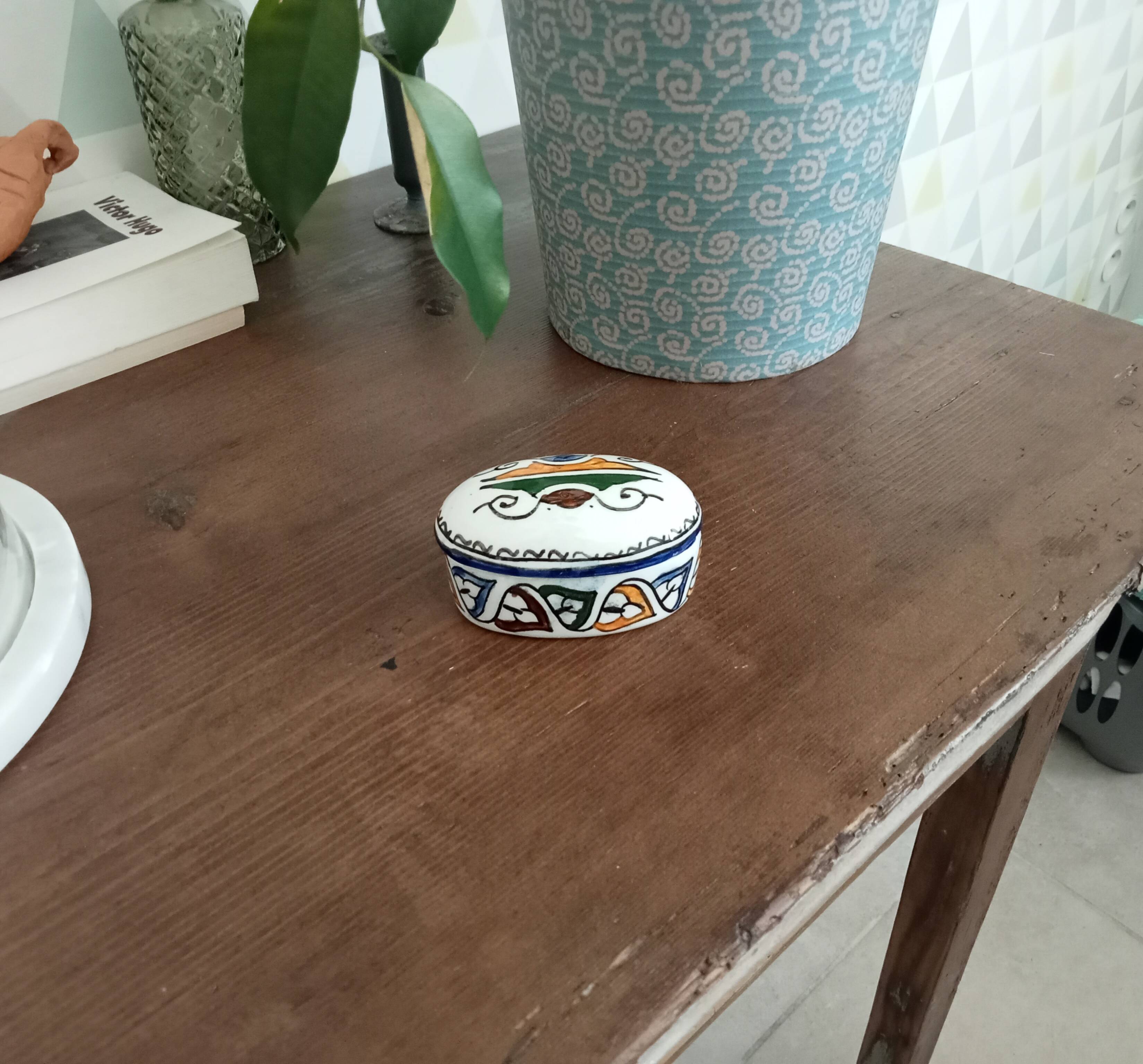 Vintage Moroccan porcelain candy box