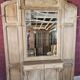 Antique oak entrance hall wardrobe. Mirror. Early 20th century.