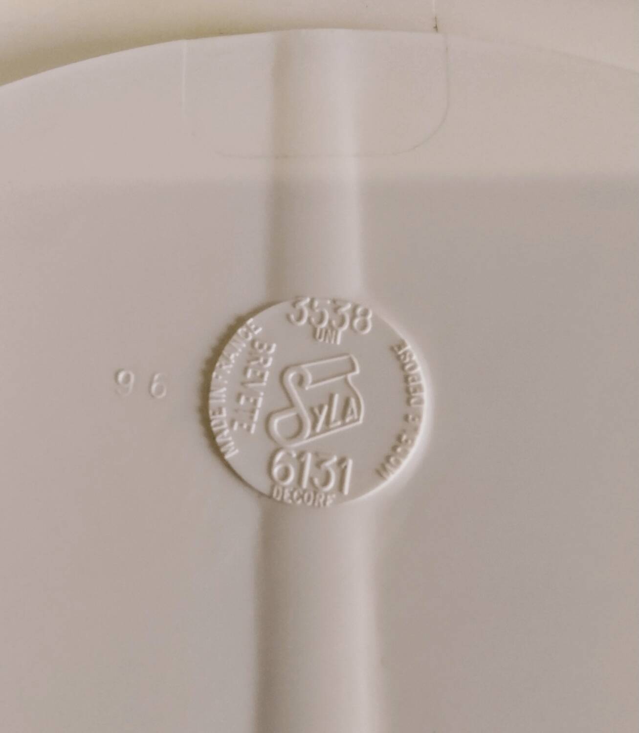 Miroir rond vintage par Syla en plastique blanc - années 70
