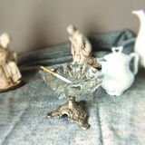 Glass on metal stand ashtray