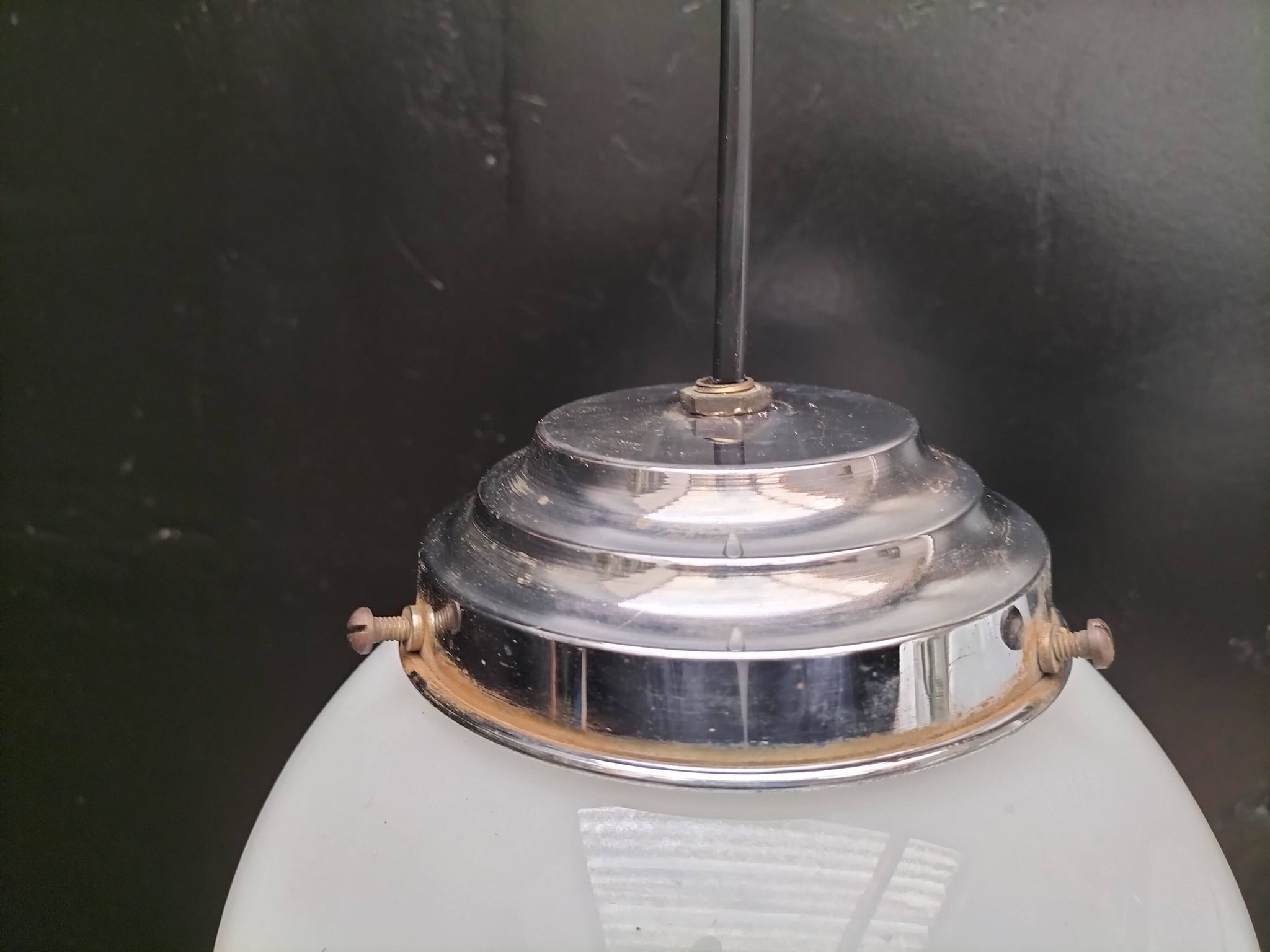 Pair of opaline pendant lights