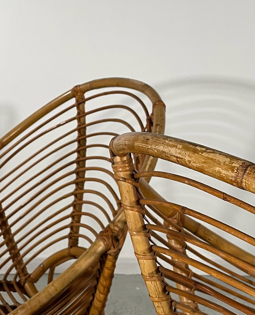 Pair of rattan armchairs