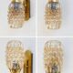 Pair of wall lights in brass and moulded bubble glass, style Helena Tynell.