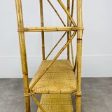 Vintage rattan bookshelf 60s
