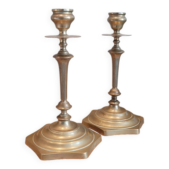 Pair of brass candle holders 09