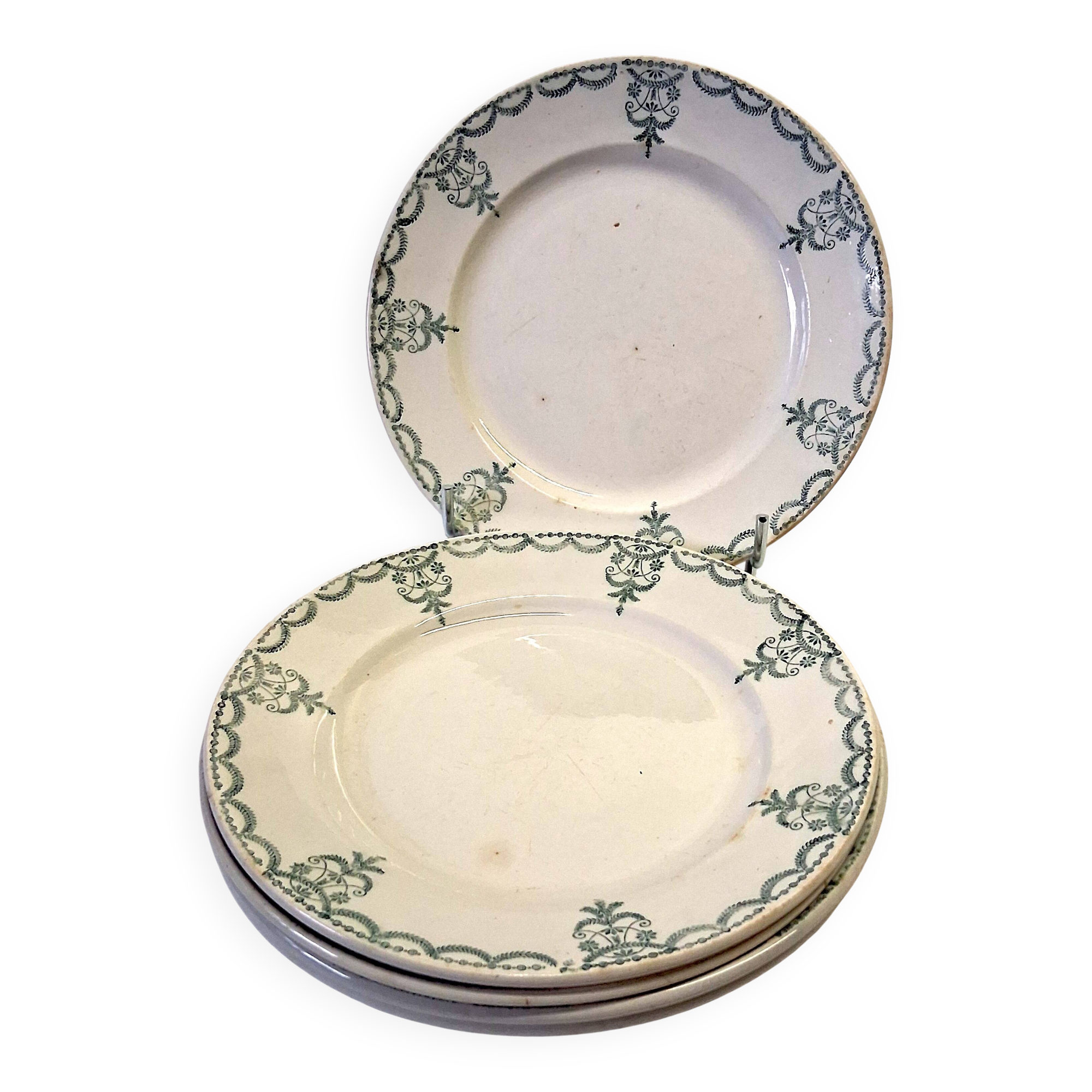 5 assiettes à dessert ancienne de chez Moulins des loups en bon état