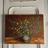 Oil on canvas by M. Bouny 20th century still life with flowers