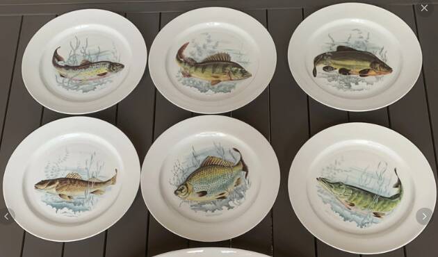 6 fish plates in genuine Limoges porcelain