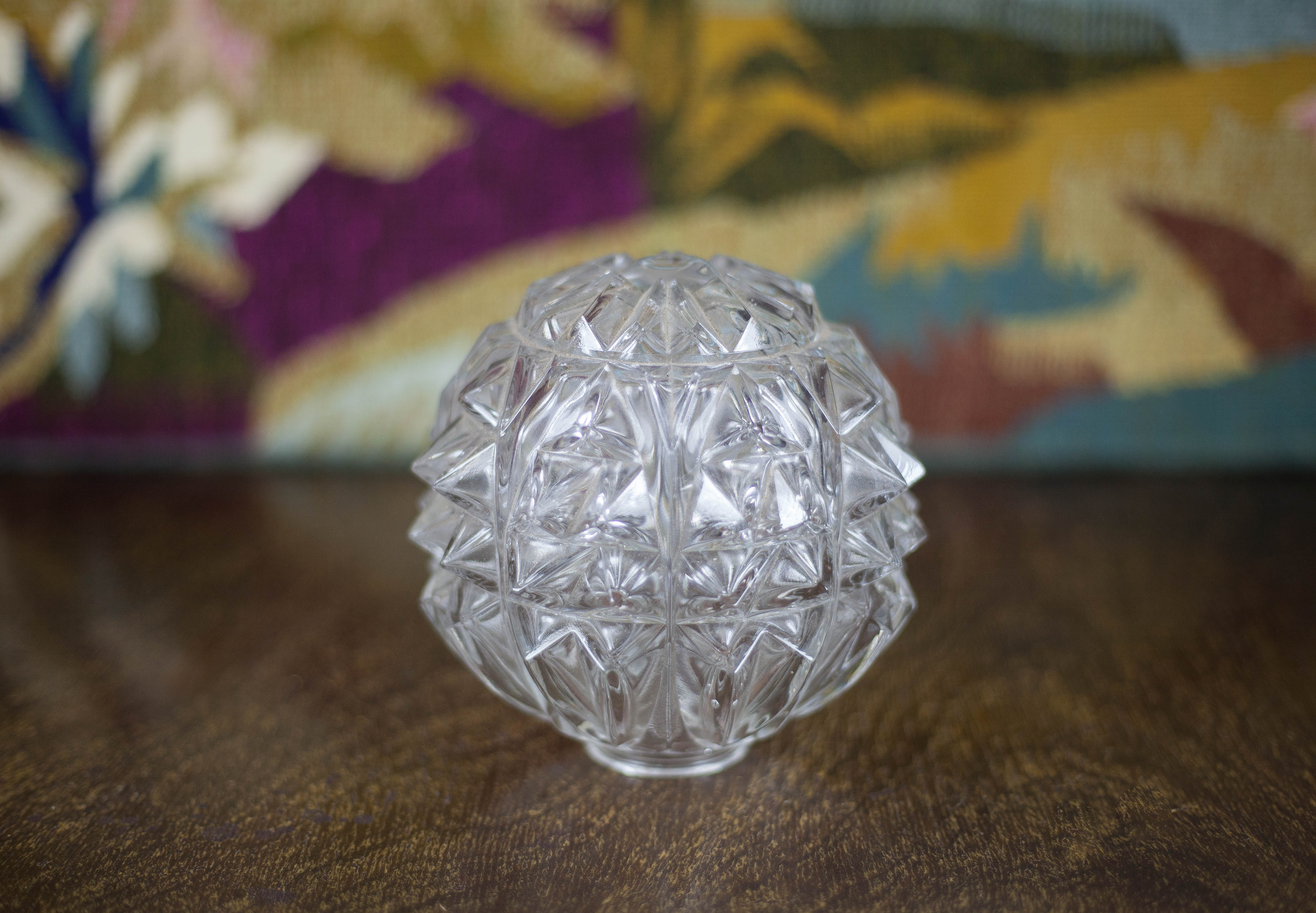 Globe boule verre pointe de diamant, petit globe pour lampe