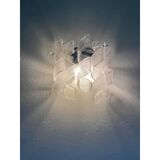 Set of Two Transparent “Ricci” Murano Glass Wall Sconces in Mazzega Style