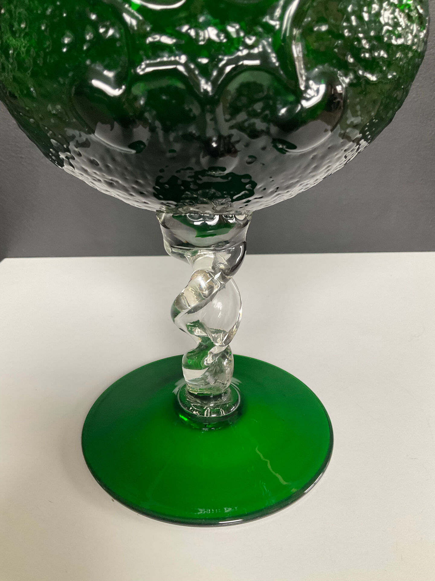 Vintage pressed glass vase from the 1970s.