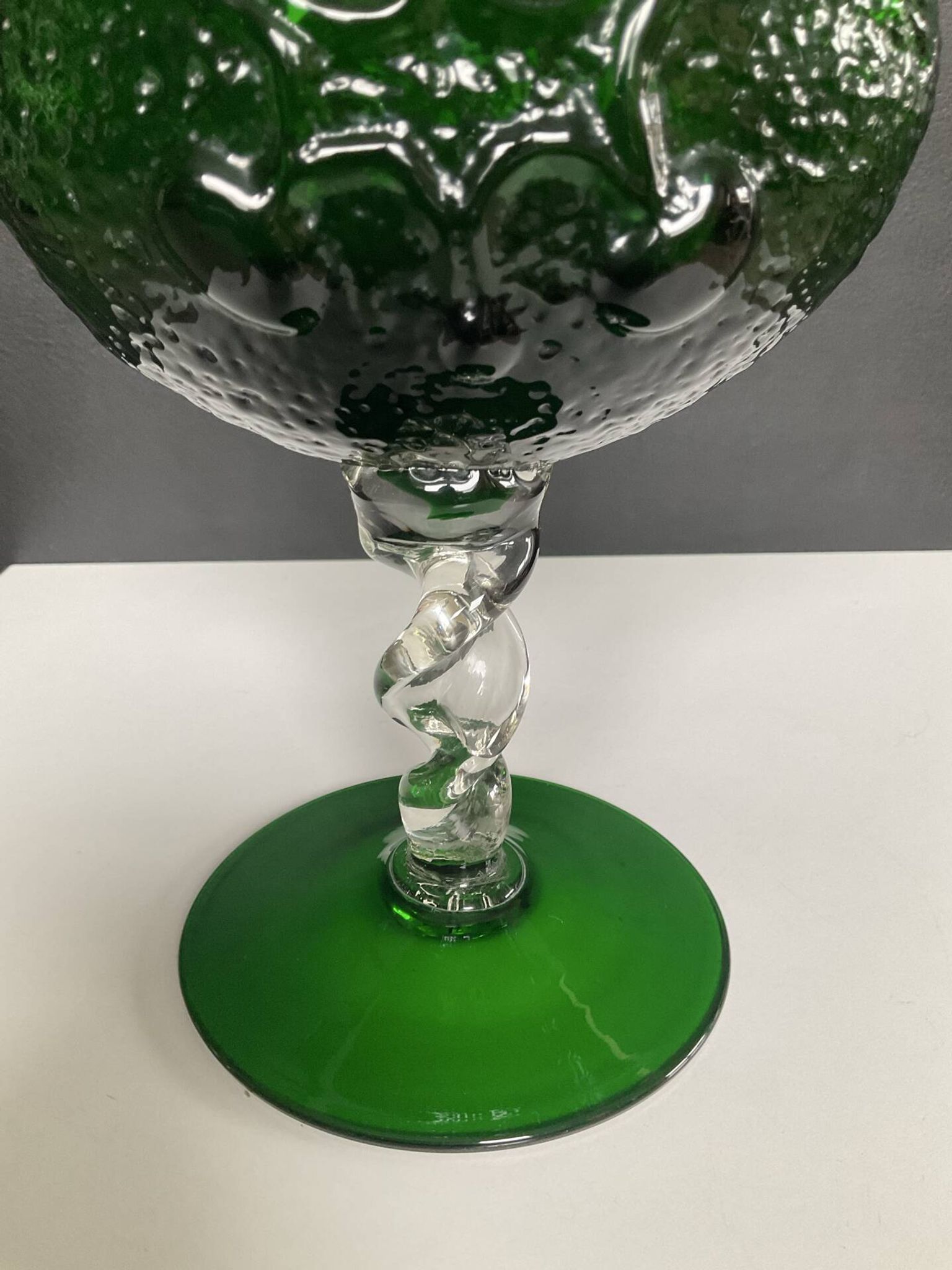 Vintage pressed glass vase from the 1970s.