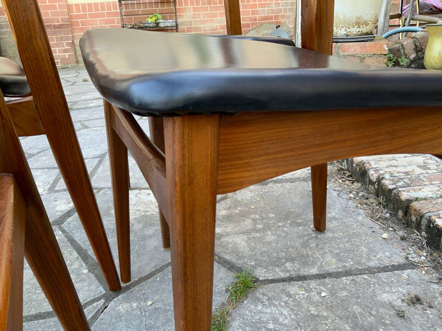 4 Scandinavian black leatherette chairs