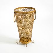 Large Mid-Century Regency umbrella stand made of gilded metal, Italy 1960s