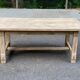 Extensible farmhouse dining table stripped in raw solid oak from the 1970s.