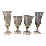 4 old blown glasses, 2 champagne flutes, 2 glasses