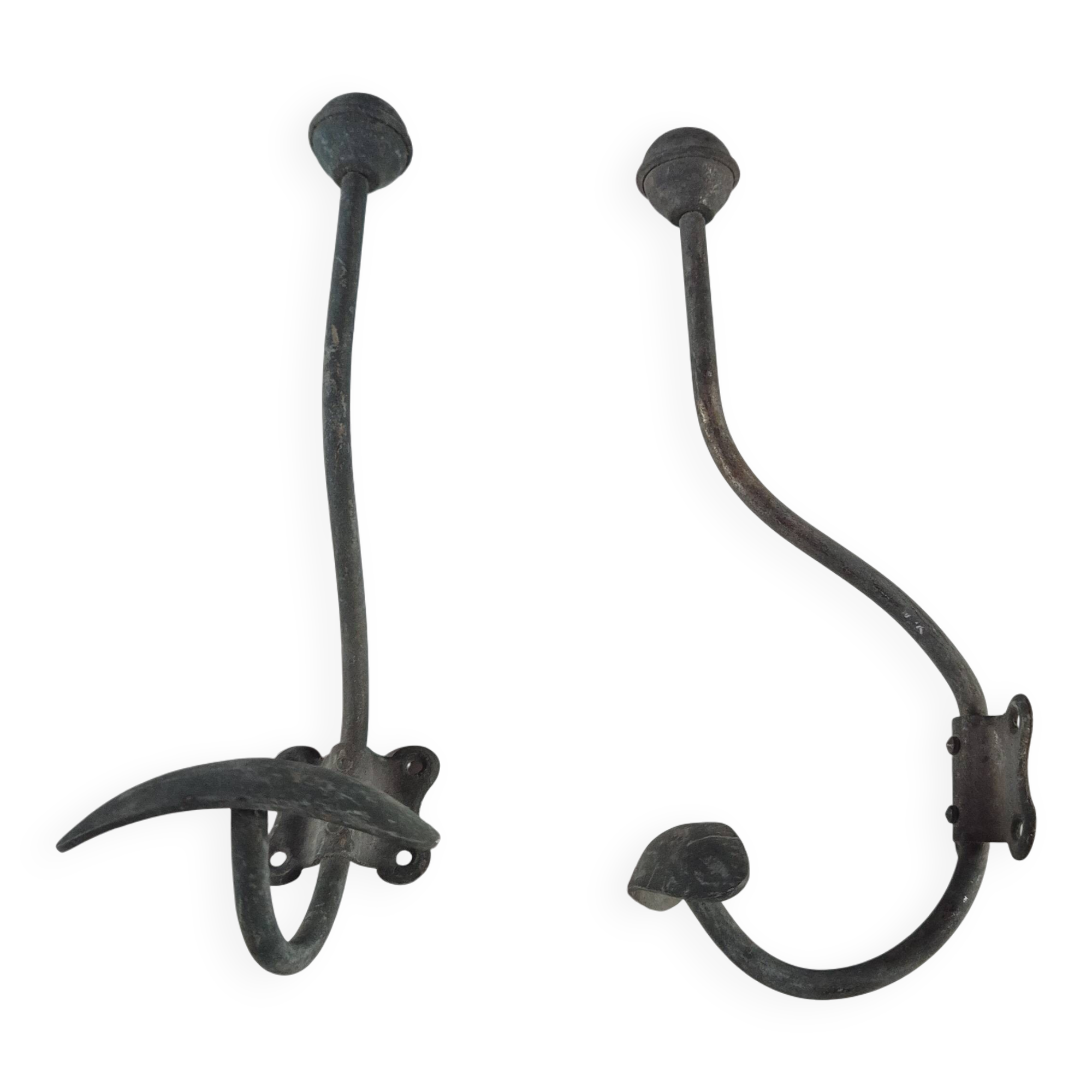 set of 2 vintage metal coat hooks