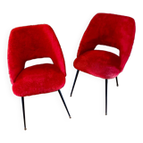 Pair of Pelfran moumoute barrel chairs, vintage from the 60s-70s, compass base.