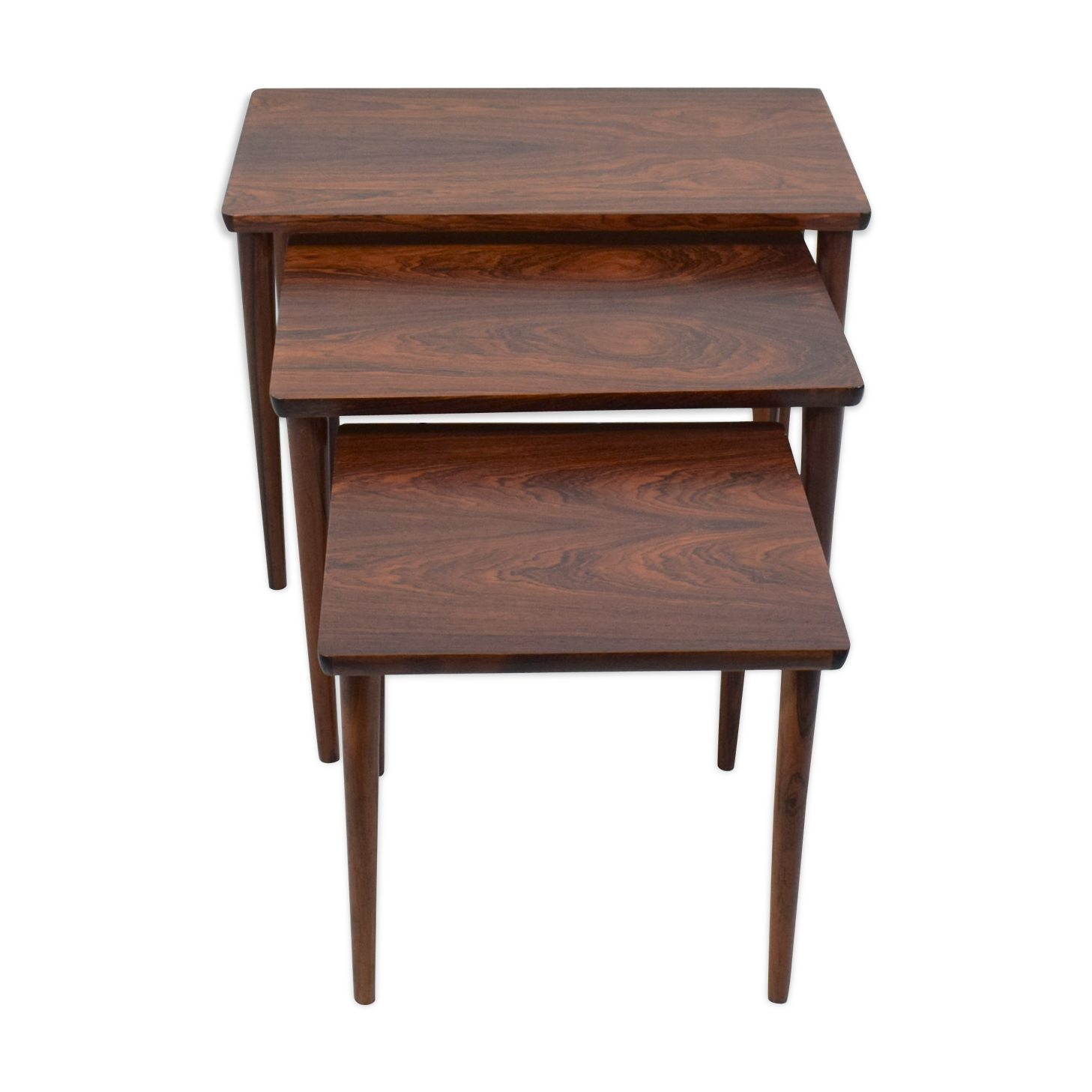 Scandinavian gigognes tables in rio rosewood, vintage