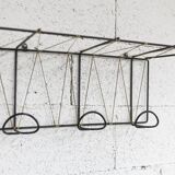 Black steel coat rack and scoubidou wire 1960