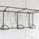 Black steel coat rack and scoubidou wire 1960