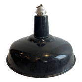 Industrial suspension in black enamelled sheet metal - workshop lampshade