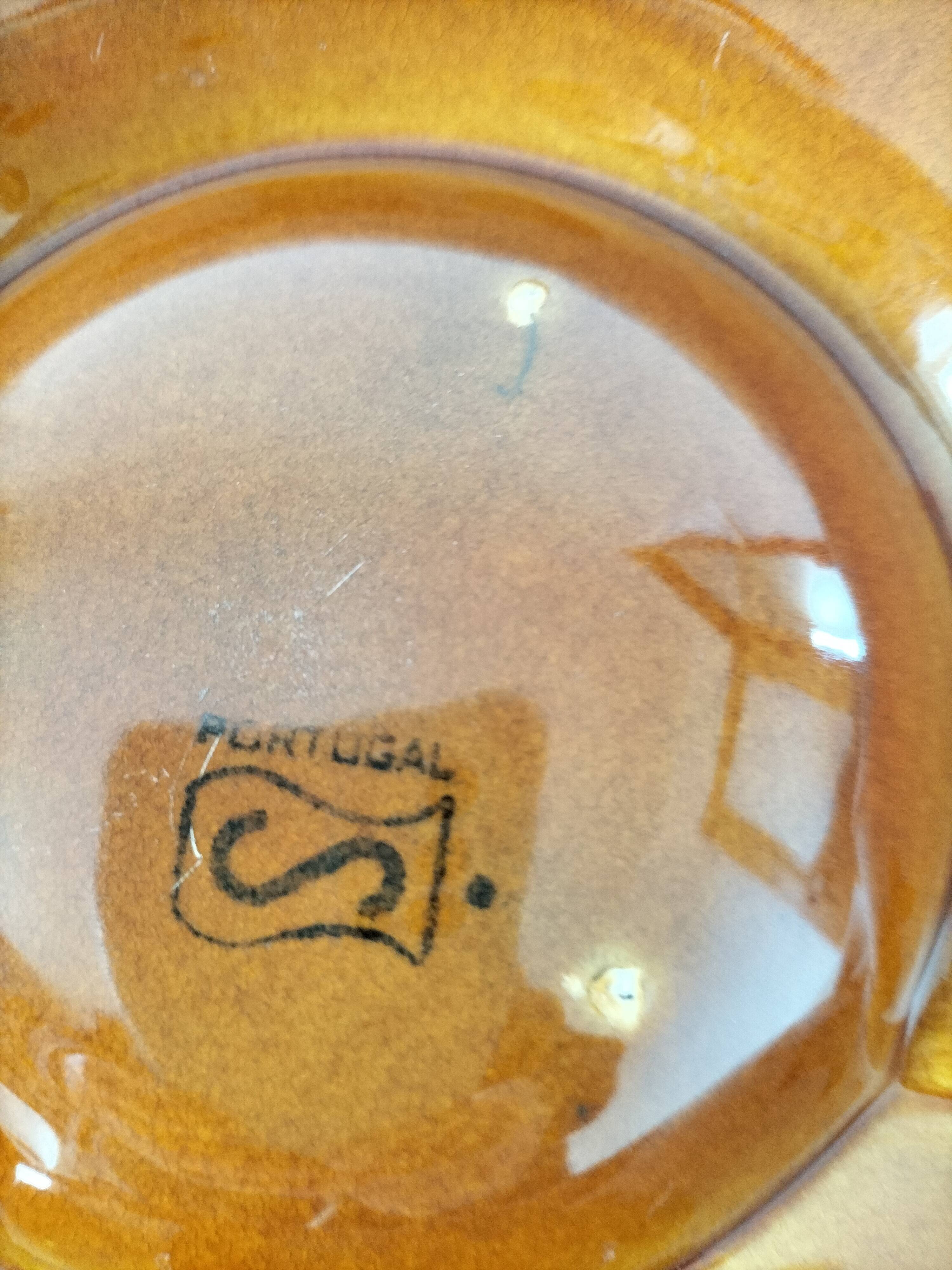 Trio of vintage Sela Portugal barbotine plates from the 60s