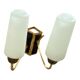 Double corner wall light 1950s 1960s in gilded metal with glass tulips.