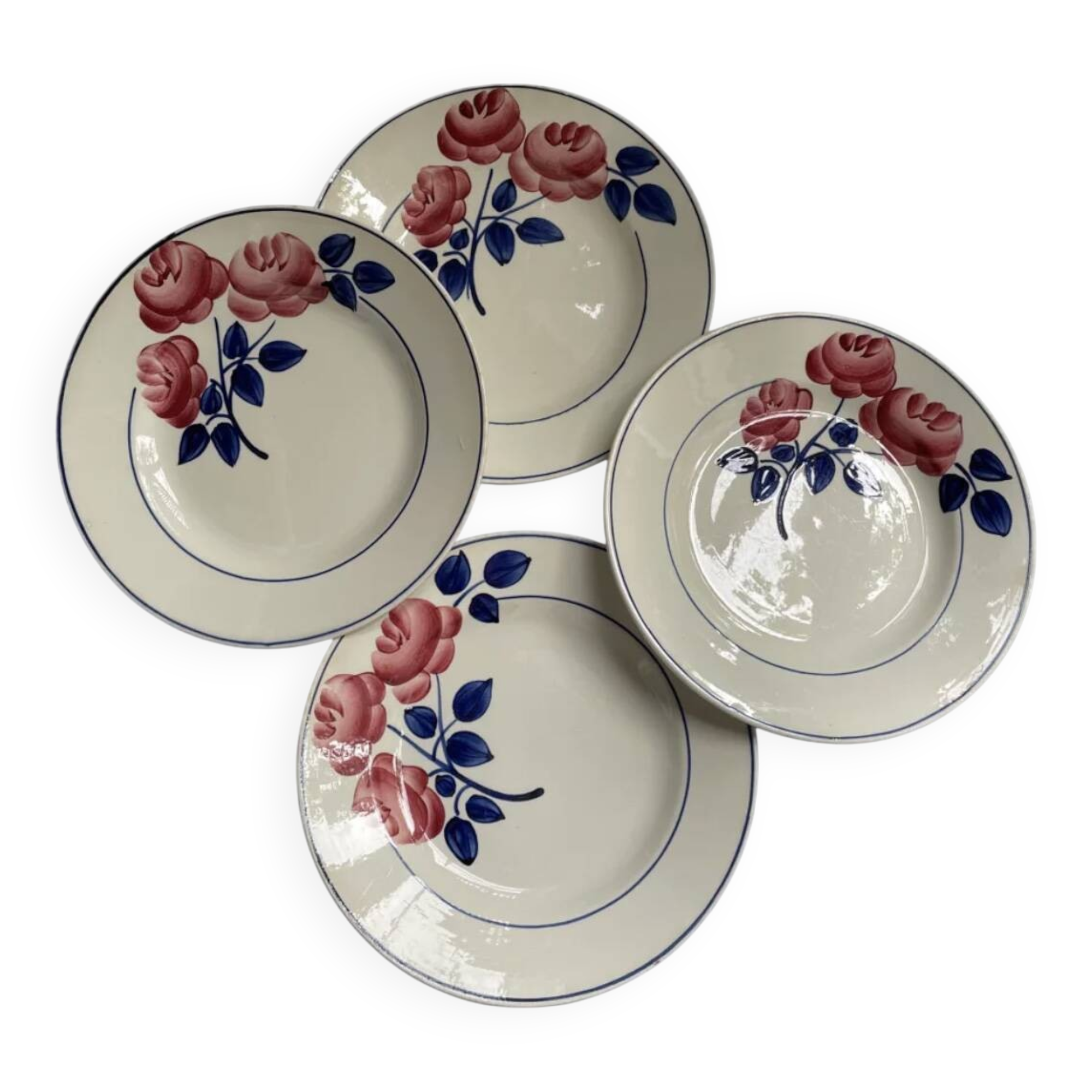 Dessert plates with rose decoration HBCM