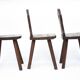 Set of 3 vintage brutalist mountain chairs, wooden chair, chalet