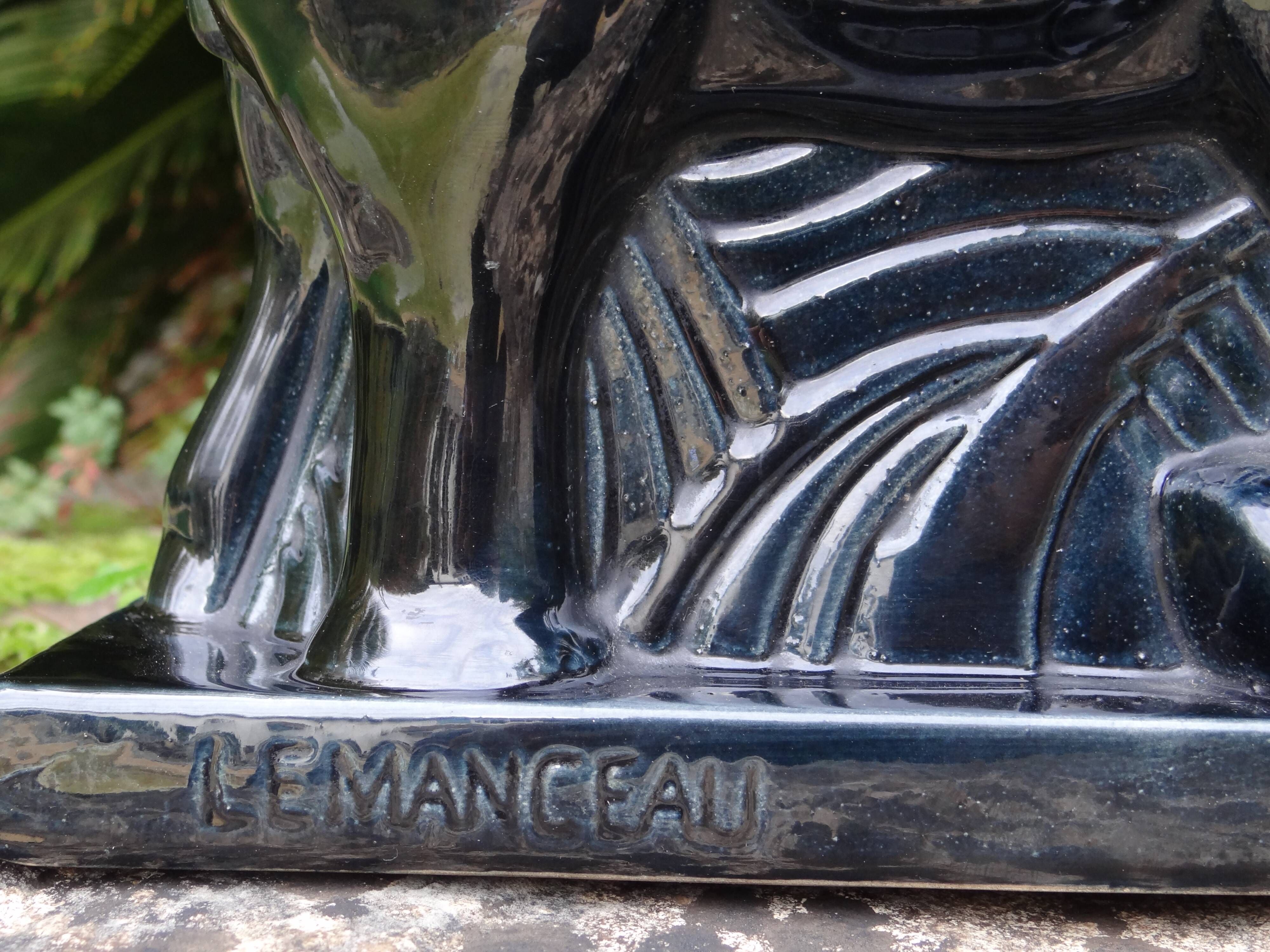 Beautiful Art Deco Lemanceau Elephant Statue, St. Clement Faience Elephant