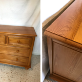 Vintage wooden chest of drawers 3 drawers round buttons country style