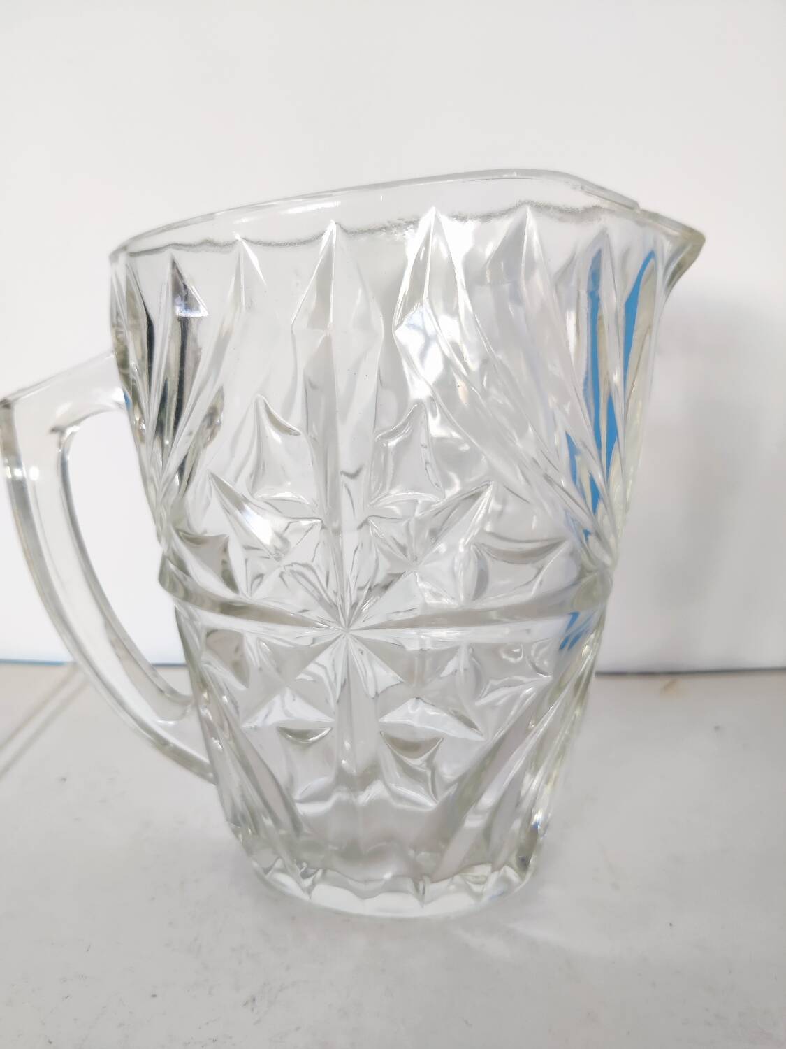 Vintage 1960s thick glass carafe pitcher