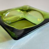 Geometric Glass Ashtray Vintage Green